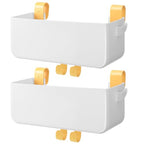 Nitial 2 Pcs Bunk Bed Shelf Hanging Storage Bedside Organizer with Hooks Multi Pockets Plastic Bedside Caddy for Dorm Bed Phone Glasses Rv Loft Bathroom Camper Handrail Book Accessories (White)