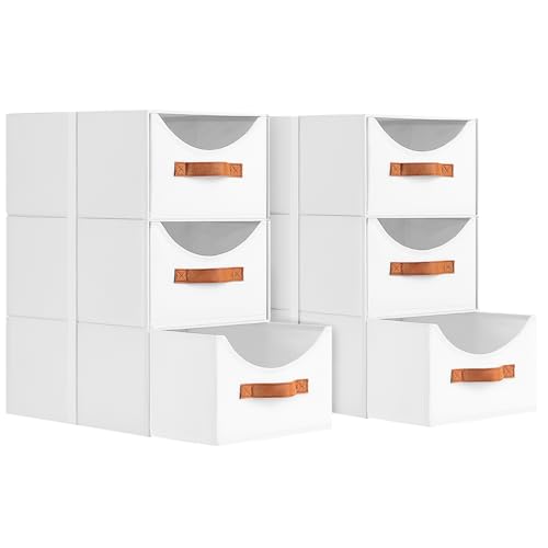Homsorout Stackable Storage Drawers - Collapsible Storage Bins with Drawers, 6 Pack Closet Shelf Organizer Basket, Fabric Pull Out Organizer for Bedroom, Living Room, Dorm, White - color: White, size: 13 Inch. - 6 Pack