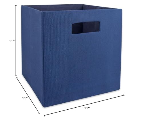 DII Poly-Cube Storage Collection Hard Sided, Collapsible Solid, Small, Nautical Blue - color: Nautical Blue, size: Small Square, 11x11x11"