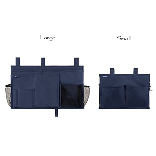 Surblue Bedside Caddy Hanging Organizer Storage Bag Pocket for Bunk, Hospital, College Dorm Rooms, Baby Bed Rails, Camp - 4 Pockets, 2 Hooks (Blue) - color: Blue, size: Small