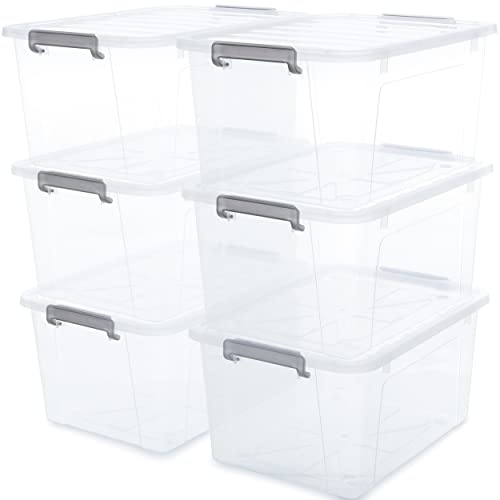ITYLIFE CITYLIFE Citylife 6 Packs 44.4 QT Plastic Storage Bins with Lids Large Stackable Storage Containers for Organizing Clear Storage Box for Garage, Closet, Classroom, Kitchen - size: 44.4 Qt. - 6 Packs