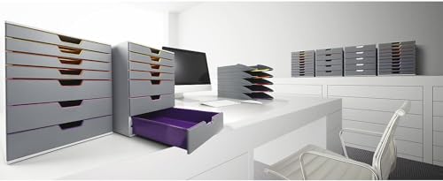 Durable Varicolor 10 Drawer Unit - Gray Desktop Drawer Set with 10 Color Coded Draws - Letter to Folio Size Files - Perfect for Storing Documents and Paper Work - style: 10-Drawer