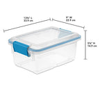 Sterilite 7.5 Qt Gasket Box, Stackable Storage Bin with Latching Lid and Tight Seal, Plastic Container to Organize Basement, Clear Base, Lid, 6-Pack