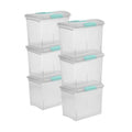 Sterilite Large Nesting ShowOffs, Stackable Small Storage Bin with Latching Lid and Handle, Plastic Container to Organize Office Files, Clear, 6-Pack - size: Large, style: 6 Pack
