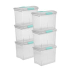 Sterilite Large Nesting ShowOffs, Stackable Small Storage Bin with Latching Lid and Handle, Plastic Container to Organize Office Files, Clear, 6-Pack - size: Large, style: 6 Pack