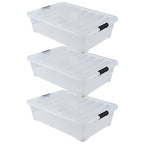 50 Quart Wheeled Latching Storage Box, Stackable Bin with Latch Lid, Plastic Container to Organize Shoes Underbed (3 Pack) - size: 50 Quart