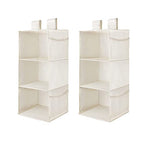 MAX Houser 3-Shelf Hanging Closet Organizers, Collapsible Closet Hanging Shelves for Camper, Nursery Hanging Organizers, Beige, 2-Pack - color: Beige2