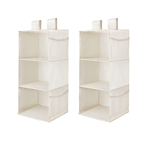MAX Houser 3-Shelf Hanging Closet Organizers, Collapsible Closet Hanging Shelves for Camper, Nursery Hanging Organizers, Beige, 2-Pack - color: Beige2