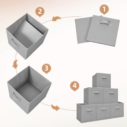 STORAGE MANIAC Storage Cubes, 11 Inch Collapsible Storage Bins with Handles, 8 Pack Fabric Foldable Bins for Organization, Durable Storage Bins for Closet, Shelves, Offices, Toys, 8-Pack Grey - color: Grey-8 Pack, size: 11 INCH