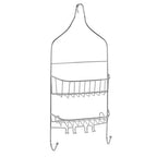 Bath Bliss Design Chrome, Resistant, 2 Tier Contoured Caddy, Over The Shower Head, Rust Proof, Bathroom Organizer with Hooks for Hanging Razor, Sponge, Shampoo Holder (Model: 4662)