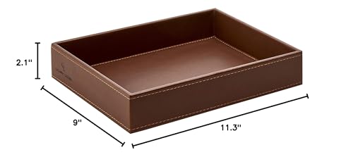 GALLAWAY Leather Valet Tray for Men - Nightstand Organizer EDC Tray for Wallet and Keys - Bedside Dresser Catch All Dump Key Bowl for Entryway Table, Dark Brown - color: Dark Brown