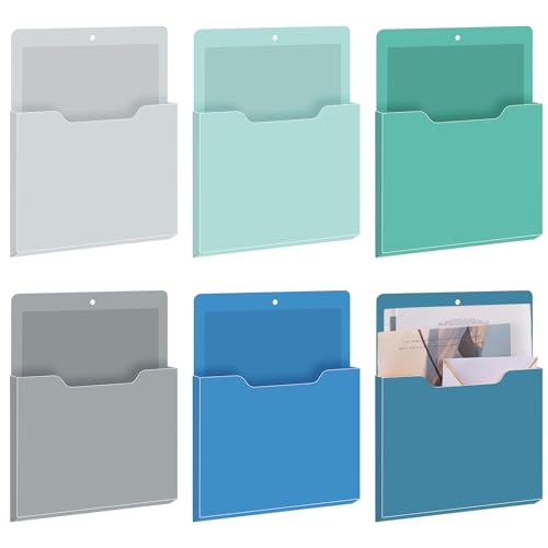 Fuutreo 6 Pcs Magnetic Wall File Organizer Magnetic Wall File Holder Refrigerator Magazine Holder for Mail Letters Paper(Aqua Green,Vertical-large) - color: Aqua Green, size: Vertical-Large