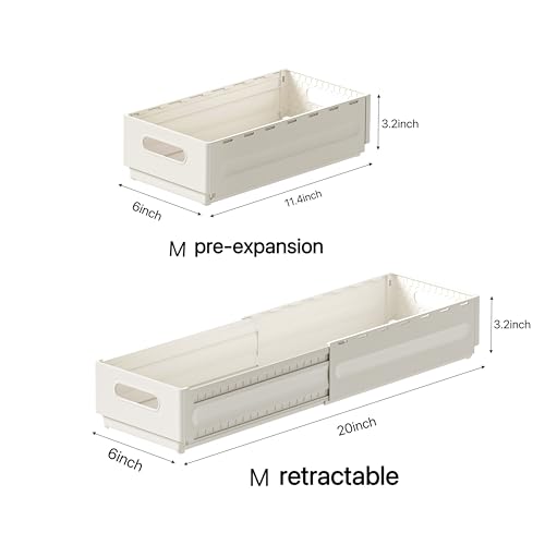 2 Pack Expandable Plastic Storage Boxes, Multi-Purpose Folding Organizer, Drawer Storage Divider For Bedroom, Kitchen And Snack Storage (m) - size: m