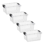 Superio Clear Storage Bins with Lids, Stackable Storage Box with Latches and Handles, Extra Small, 4 Pack 1.75 Quart - size: 1.85 Qt, style: 4 Pack