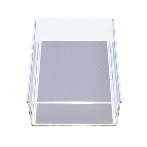 Glad Drawer Organizer Bin, 15x6 - Heavy Duty Clear Plastic Storage Tray for Junk Drawers, Kitchen Utensils, Bathroom Vanity, and Organizing Pantry - BPA Free, Food Safe, Non Slip - size: 15x6