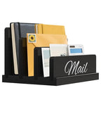 Mail Organizer for Desk,Wooden Mail Holder with Divider, 3-Slot Letter Sorter File Holder,Vertical Bill Organizer for Desktop Document/Notebook/Filing/Folders/Paper
