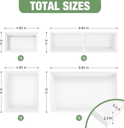 Bamboo Drawer Organizer Set, 8 PCS White Multi-Use Wood Drawer Storage Kitchen Boxes, Junk Drawer Organizer Divider Bins for Bathroom, Office Desk, Makeup, Jewelry, Utensils - color: White, size: 8PCS
