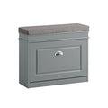 Haotian Grey Hallway Shoe Bench, Narrow Shoe Rack with Adjustable Shelf, Small Shoe Cabinet with 1 Flip-Drawer and Seat Cushion, FSR82-K-HG