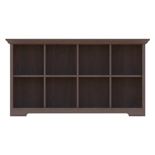 OSCHF Cube Shelf Bookcase with Base - Wooden 2 Tiers Floor Standing Low Storage Cabinet for Home and Office, 8-Cube Lattice Bookshelf, Walnut - color: Walnut, size: 8-Cube