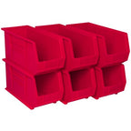 Akro-Mils 30265 AkroBins Plastic Storage Bins, Space-Saving Stackable Bins for Garage, Pantry, Craft Organization, 18-" x 8.25-" x 9-", Red, 6-Pack - color: Red