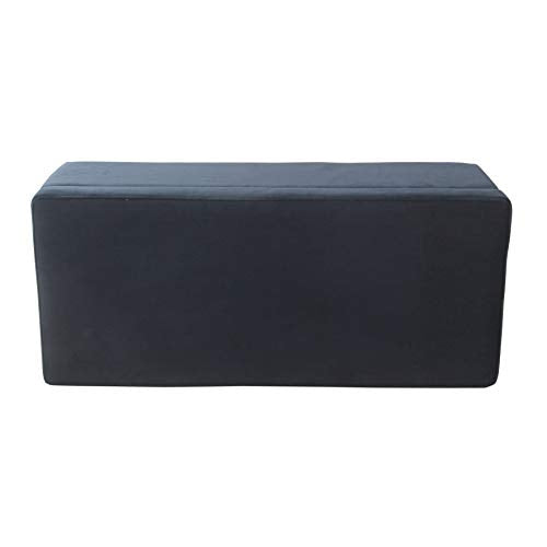 HomePop Large Upholstered Rectangular Storage Ottoman Bench with Hinged Lid, Navy - color: Navy