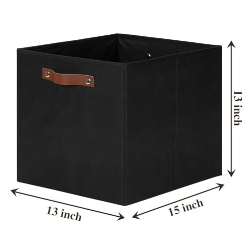 Temary Cube Storage Bins 4Pack Foldable Storage Baskets for Clothes Shelf Basket with Handles, Fabric Storage Boxes Organizer Bins for Home (Black, 13x15x13 Inch) - color: Black, size: 13x15x13
