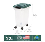 IRIS USA, Inc. Remington Airtight Pet Food Storage Container, 22-Pounds, Hunter Green - size: 22 lbs