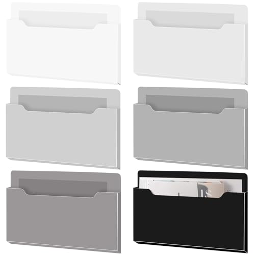 Fuutreo 6 Pcs Magnetic Wall File Organizer Magnetic Wall File Holder Refrigerator Magazine Holder for Mail Letters Paper(Achromatic Colors,Horizontal-large) - color: Achromatic Colors, size: Horizontal-Large