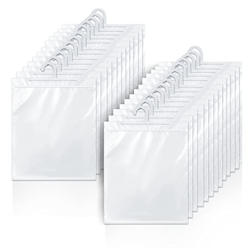 Hanging Storage Bags 24 Pack, Large Hook 10 x 12.5-inch Clear Plastic Bags for Classroom, Library and Pharmacy Use