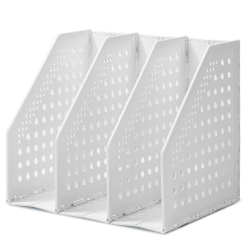 Bookshelf Desktop Storage Rack, Stationery Office Desktop File Organizer, Retractable File Holder(White)