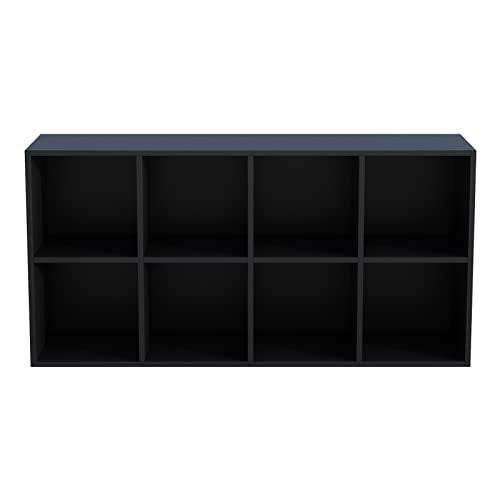 OSCHF 8-Cube Storage Shelf Bookcase - Wooden 4-Tier Floor Standing Open Bookshelf, Modern TV Stand up to 55 Inchs for Home and Office, Black - color: Black, size: 8-Cube