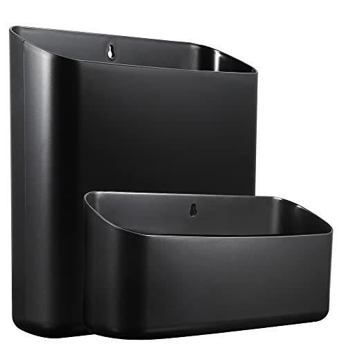 Picowe Magnetic Laundry Storage, Large Lint Holder Bin for Laundry Room, Space-Saving Trash Container Hanging on Dryer, Washer or Wall Mount Trash Bin (Black) - size: L+ M - Black