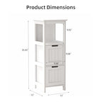 Casaphoria 2-Drawer Bathroom Floor Cabinet, Wooden Storage Organizer with Side Rack, Freestanding Stand Table for Bathroom, Hallway, White - size: 13"L×13"W×35.43"H