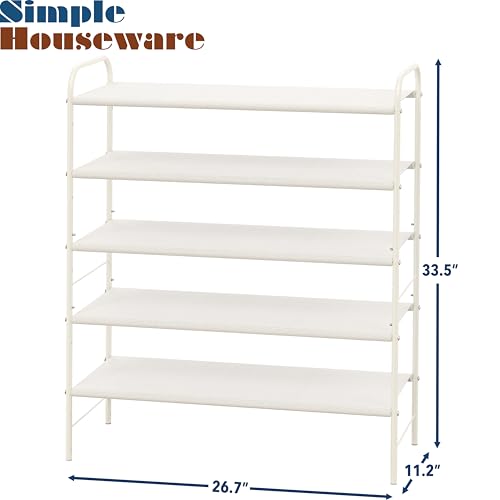 SIMPLE HOUSEWARE 5-Tier Shoe Rack Storage Organizer, White - color: White, size: 5-Tier