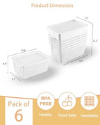 Plastic Storage Baskets with Lids [6-Pack] – Stackable Organizing Bins with Secure Snap-On Lids for Pantry, Bathroom & Closet | 11"x7"x5" Bins Hold 25lbs, Dustproof & Water-Resistant, White - color: White