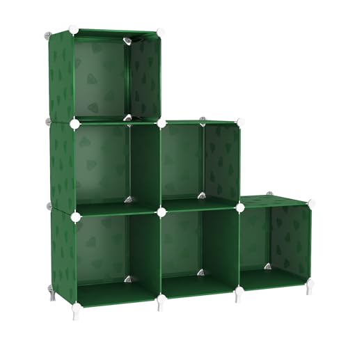 UNKU Cube Storage Organizer, 6 Cube Closet Organizer Storage Shelves, DIY Stackable Bookcase, Clothes Organizer Shelf for Closet, Bedroom, Living Room, Cabinet, Home, Office, Green - color: Red, size: 6cube
