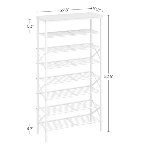 YATINEY 8 Tier Shoe Rack, Shoe Storage Organizer, Large Capacity Shoe Shelf Holds 32 Pairs of Shoes, Sturdy and Stable, for Entryway, Hallway, Closet, Dorm Room, White SS08WW - color: White, size: 27.8" x 10.8" x 52.6"