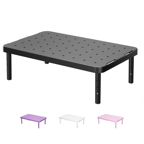 WALI Computer Monitor Stand for Desk, Adjustable Laptop Riser, Desk Monitor Stand Underneath Storage for Office, School Supplies (PTT001-B), 1 Pack, Black - color: Matte Black, size: Basic