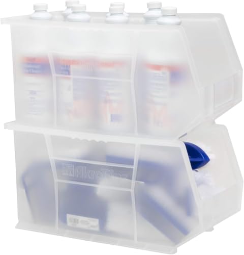 Akro-Mils 30265 AkroBins Plastic Storage Bins, Space-Saving Stackable Bins for Garage, Pantry, Craft Organization, 18-" x 8.25-" x 9-", Clear, 6-Pack - color: Clear