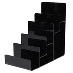 Cabilock Multi-Layer Acrylic Wallet Display Stand 5-Tier Black Purse Organizer Rack for Home and Store Counter Top Suitable for Wallets Handbags Sunglasses Jewelry Storage - size: 5 Tier Black
