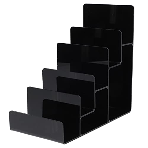 Cabilock Multi-Layer Acrylic Wallet Display Stand 5-Tier Black Purse Organizer Rack for Home and Store Counter Top Suitable for Wallets Handbags Sunglasses Jewelry Storage - size: 5 Tier Black