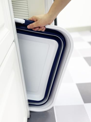 SAMMART Collapsible Plastic Laundry Basket with Handle/Foldable Pop Up Storage Hamper/Portable Laundry Organizer-Space Saving Washing Tub/Household Storage (White/Starry Blue, 42L) - color: White/Starry Blue, size: 42L