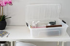 IRIS USA 27 Qt Stackable Plastic Storage Bins with Lids, 6 Pack - BPA-Free, Made in USA - Discreet Organizing Solution, Latches, Durable Nestable Containers, Secure Pull Handle - Pearl - size: 27 Qt, style: 6 Pack