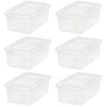 IRIS USA 6-Pack Storage Bins with Lids, 6 Quart - Crystal Clear, Shoe Boxes Stackable Containers Organize Shoes Closet Shelves, Teacher Tools Classroom Organization, Game - BPA-Free Plastic - size: 6 Qt, style: 6 Pack