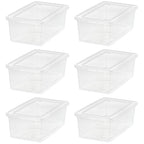 IRIS USA 6-Pack Storage Bins with Lids, 6 Quart - Crystal Clear, Shoe Boxes Stackable Containers Organize Shoes Closet Shelves, Teacher Tools Classroom Organization, Game - BPA-Free Plastic - size: 6 Qt, style: 6 Pack