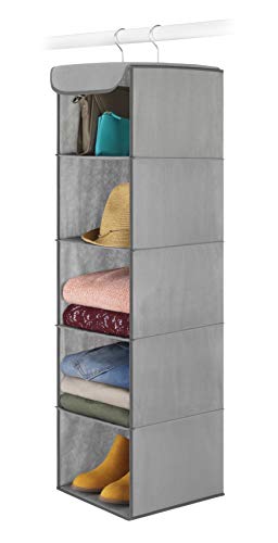 Whitmor 5 Section Closet Organizer - Hanging Shelves with Sturdy Metal Frame - color: Grey, size: 5 Section