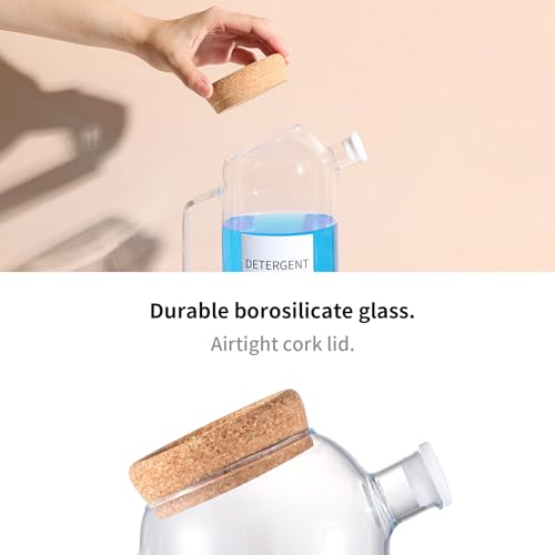 60oz Liquid Laundry Detergent Dispenser with Lables,Glass Laundry Detergent Dispenser,Laundry Detergent Container Laundry Liquid Dispenser - size: 60oz