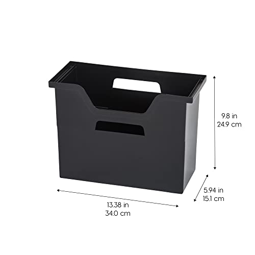 IRIS USA Medium Portable Desktop File Box with Open Lid, 6 Pack, Side Handles, Tabs & Inserts, Hanging File Folders, Letter-Size File Magazine Newspaper Mail Document Notebook, Black - style: Black M - 6 Pack