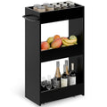 MARTY Wood Rolling Storage Cart 7.9" W, 3 Tier Slim Utility Kitchen Cart on Wheels Laundry Room Bathroom Organizers Narrow Shelves with Handle Mobile Shelving Unit for Small Places, Black - color: Black