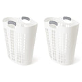 Gracious Living Easy Carry Flex Hamper, Large 87.5 Liter Lightweight Plastic Ventilated Laundry Basket Clothes Bin with Handles, White (2 Pack) - size: 2 Pack